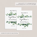Printable Watercolor Eucalyptus Signs Bundle for Bridal Showers