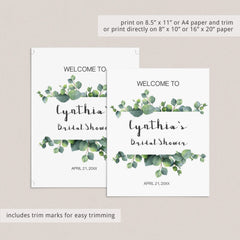 Botanical Bridal Shower Welcome Sign Template