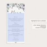 Purple menu table cards by LittleSizzle