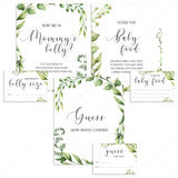 Greenery baby shower guessing games package printable by LittleSizzle