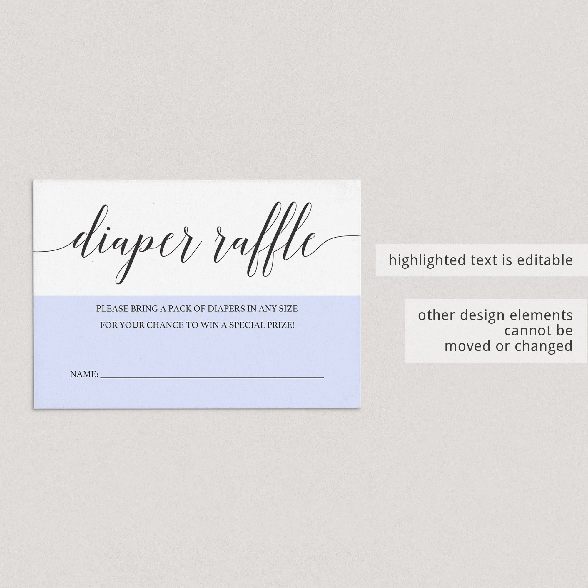 Diaper raffle ticket template instant download by LittleSizzle