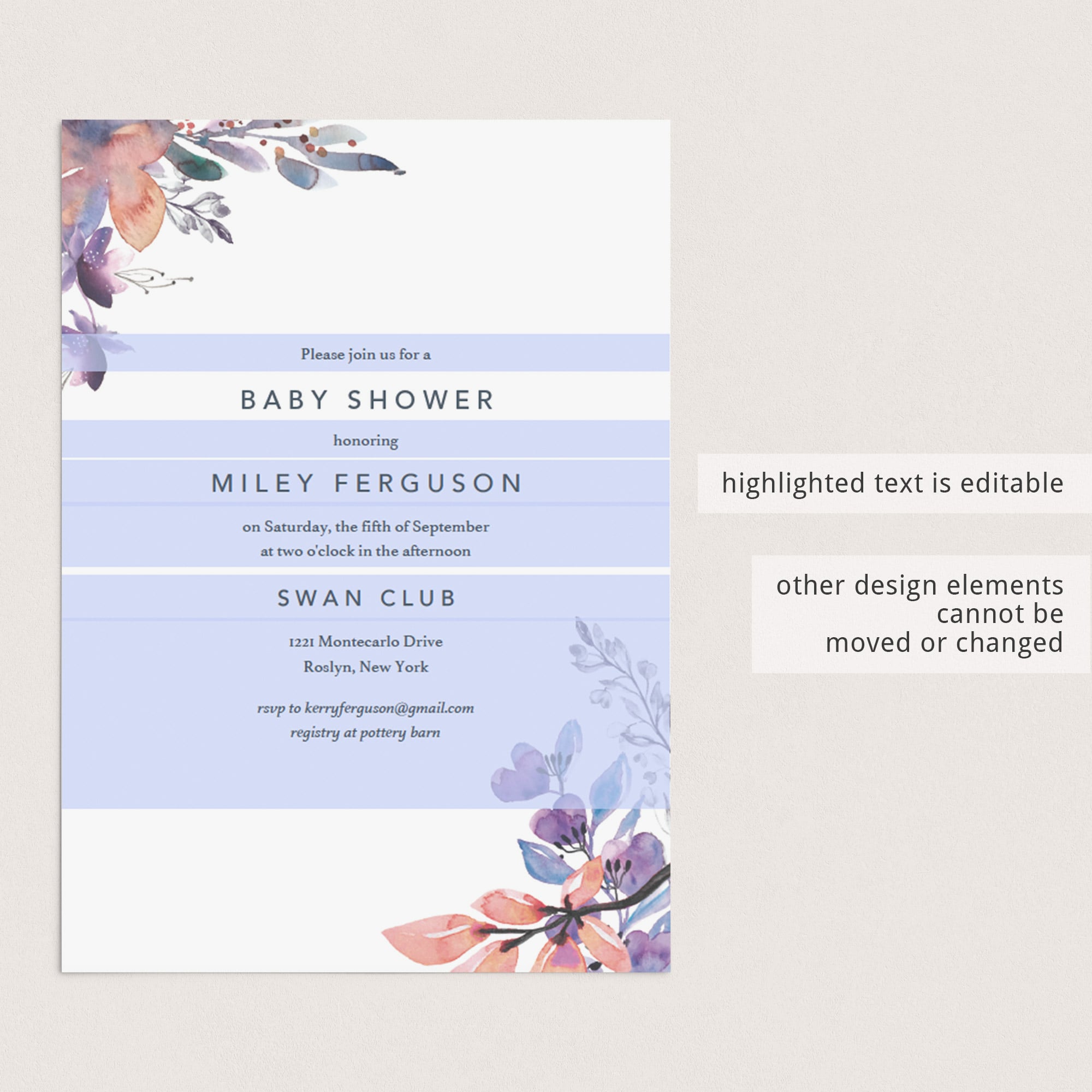 Girl floral baby shower invitation DIY party by LittleSizzle