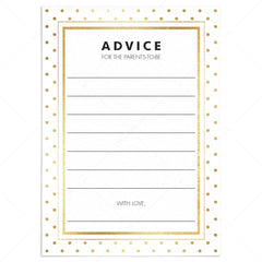 Modern baby shower advice cards printable by LittleSizzle