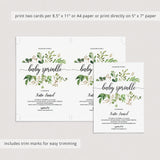 Greenery sprinkle invitation template for gender neutral baby sprinkle by LittleSizzle