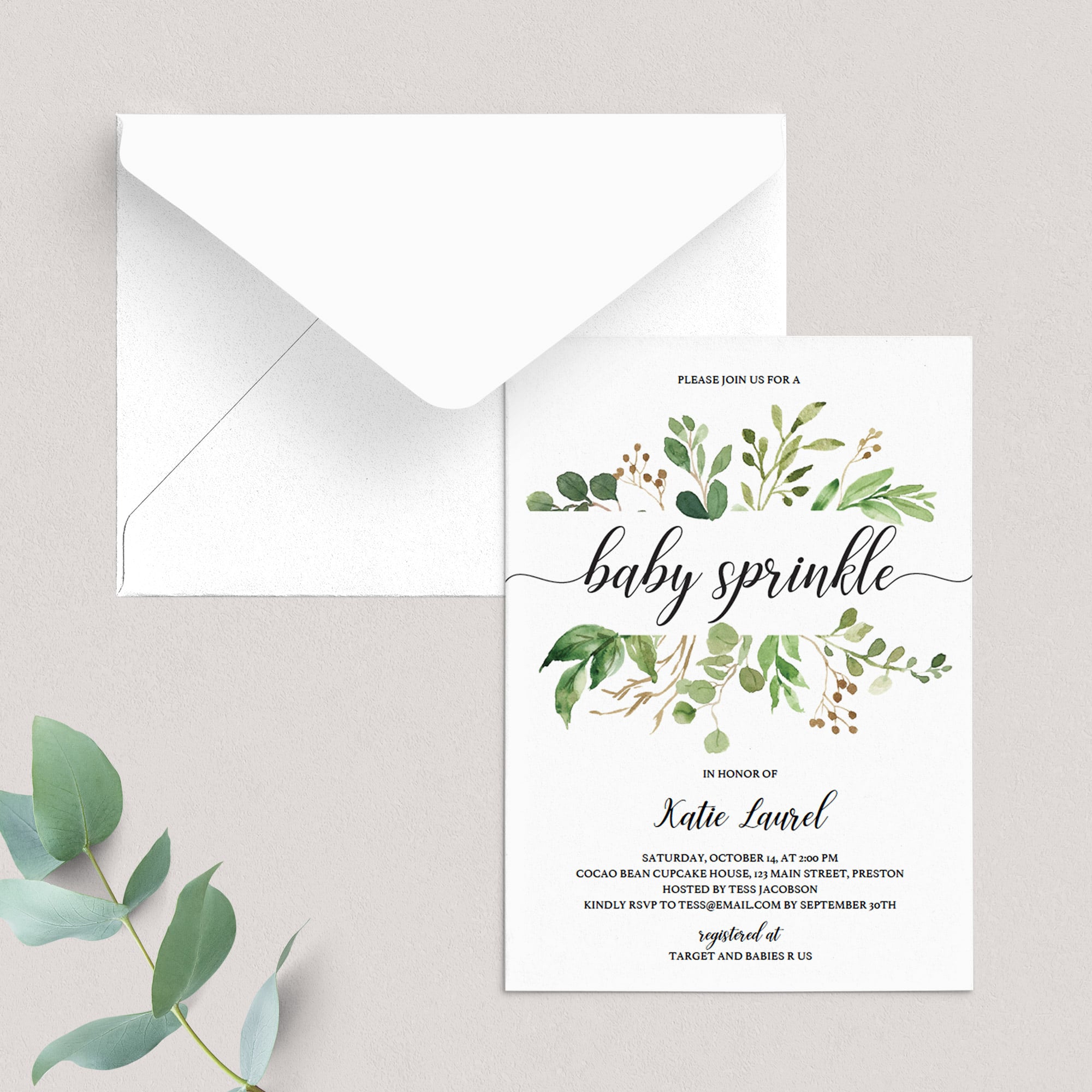 Green baby sprinkle invite template by LittleSizzle