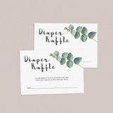 Eucalyptus Diaper Raffle Ticket for Neutral Baby Shower