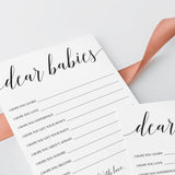 Gender Neutral Twin Baby Shower Wish Cards Dear Babies Printable