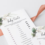 Gold and Greenery Theme Baby Shower Game Baby Traits Printable