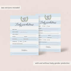Elephant baby prediction card for boy baby shower by LittleSizzle