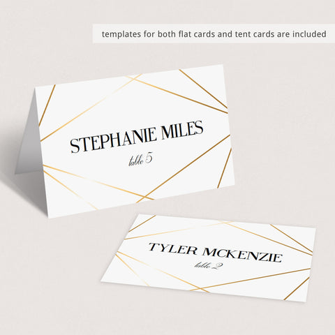 Modern Gold Place Cards editable template Instant Download – LittleSizzle