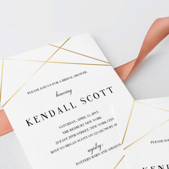 Geometric Bridal Shower Invitation Template Gold