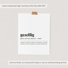 Gezellig Definition Print Instant Download