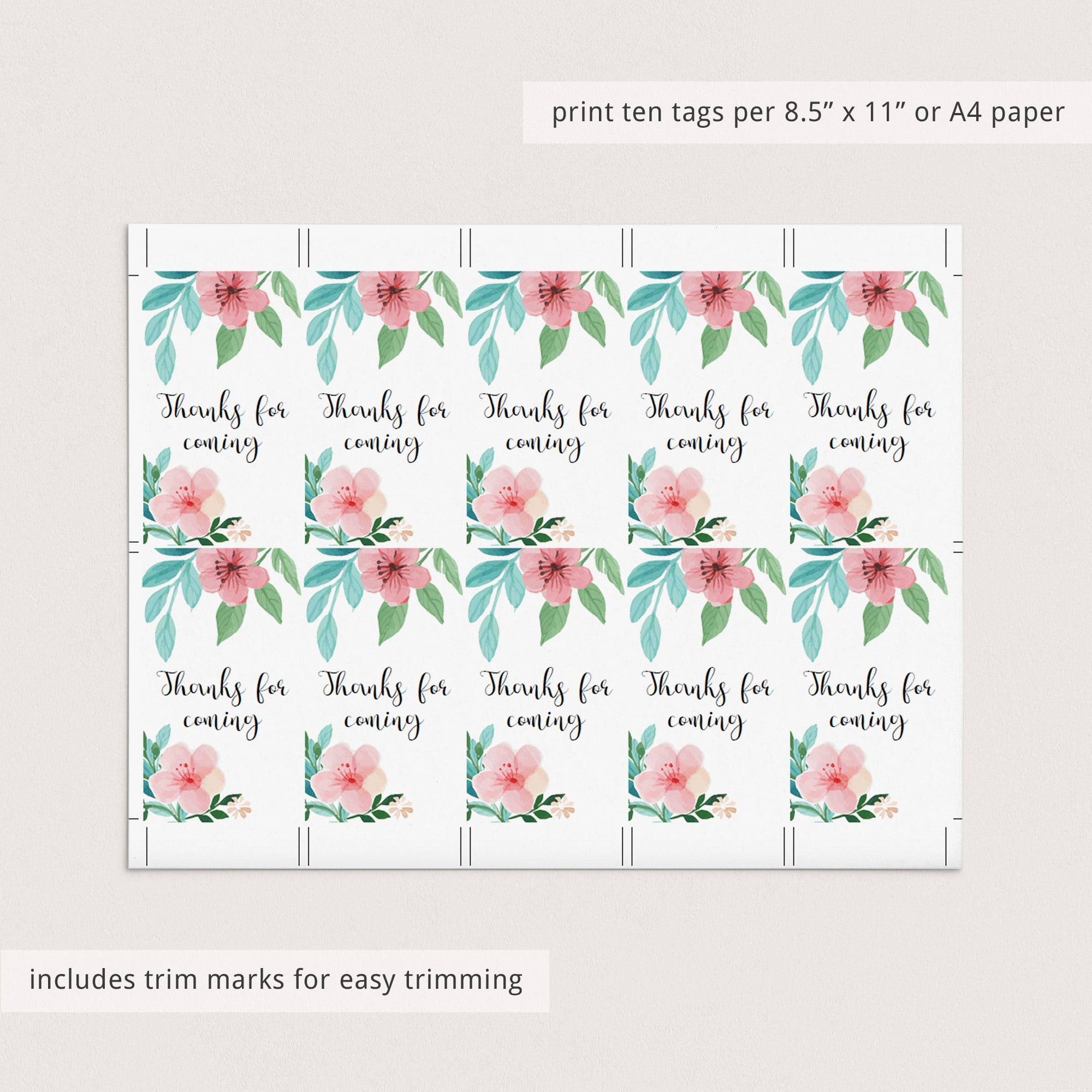 Printable baby shower favor tags for floral baby shower by LittleSizzle