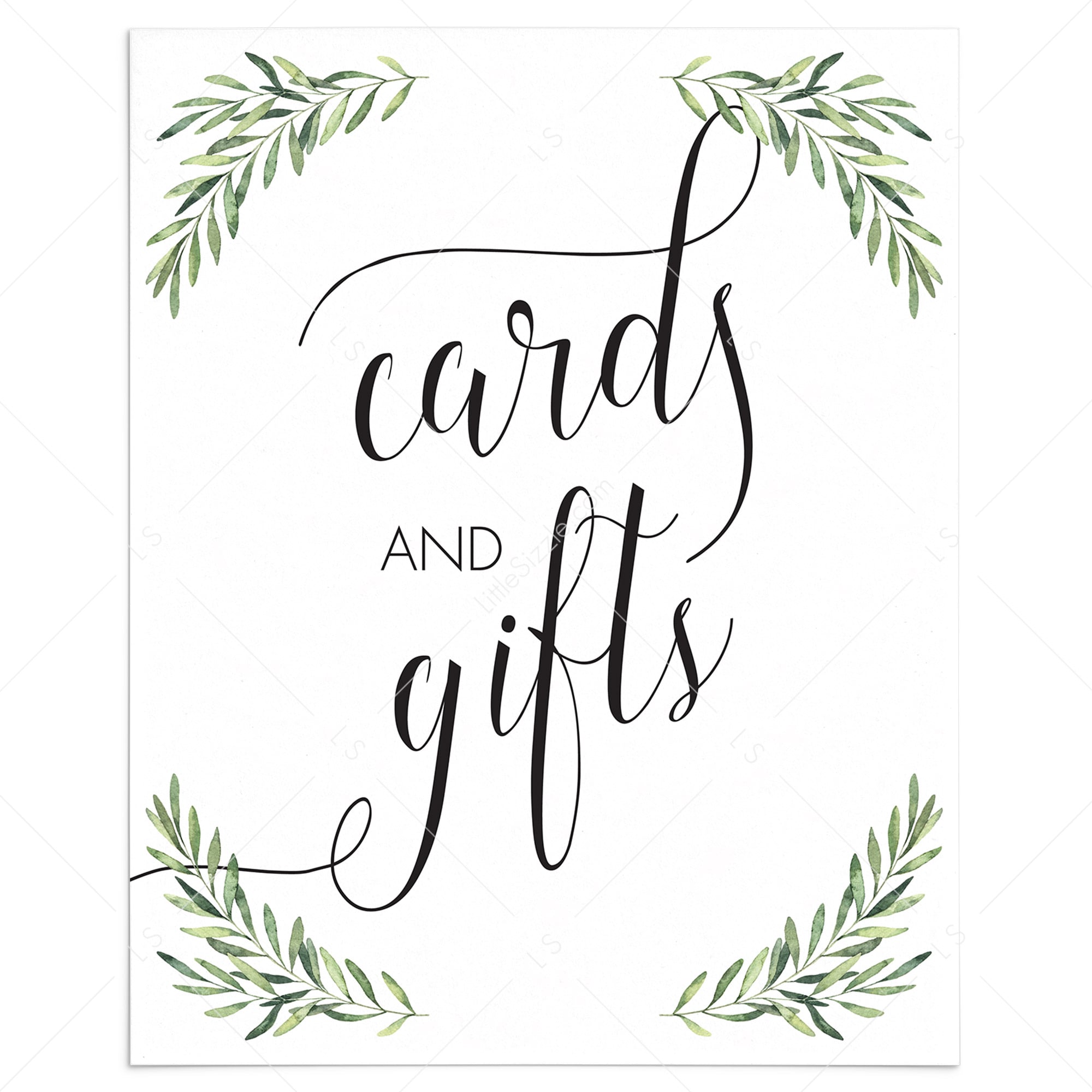 Gift Table Sign Printable Greenery by LittleSizzle