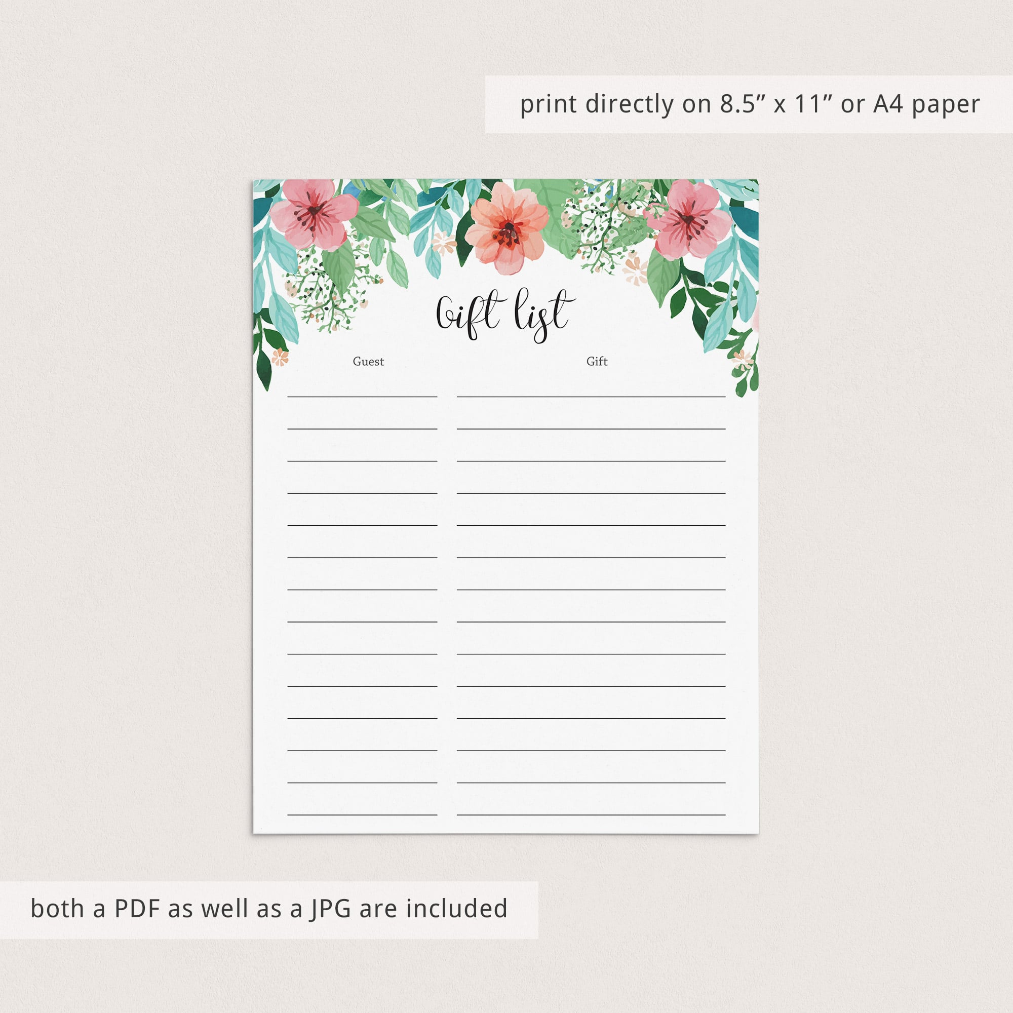 Printable baby shower gift list for girls by LittleSizzle