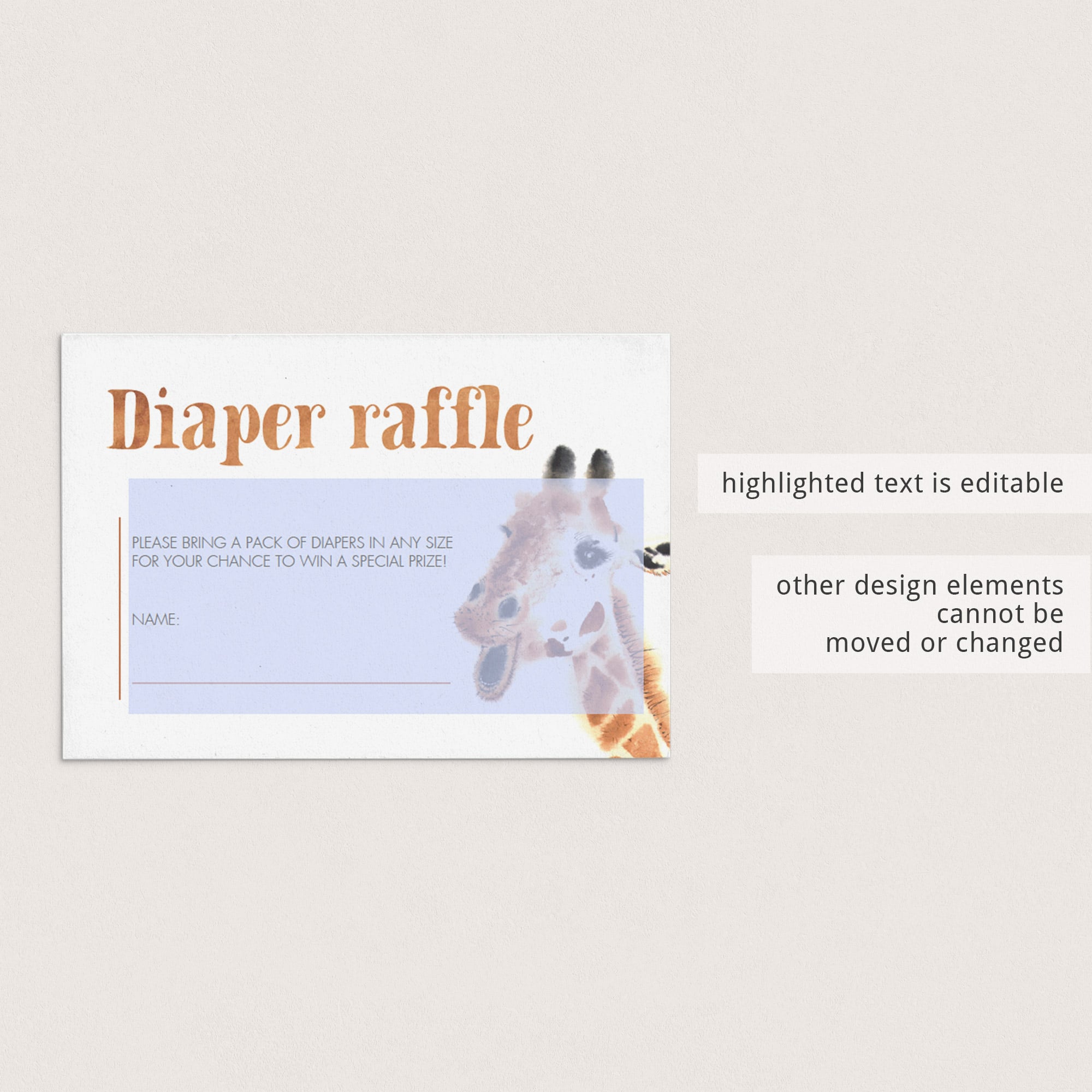 Giraffe Baby Shower Diaper Raffle Ticket Template by LittleSizzle