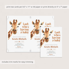 Funny Baby Shower Invitation Template Giraffe