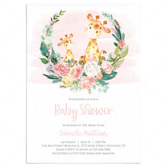 Watercolor giraffe baby shower invitation for girl by LittleSizzle