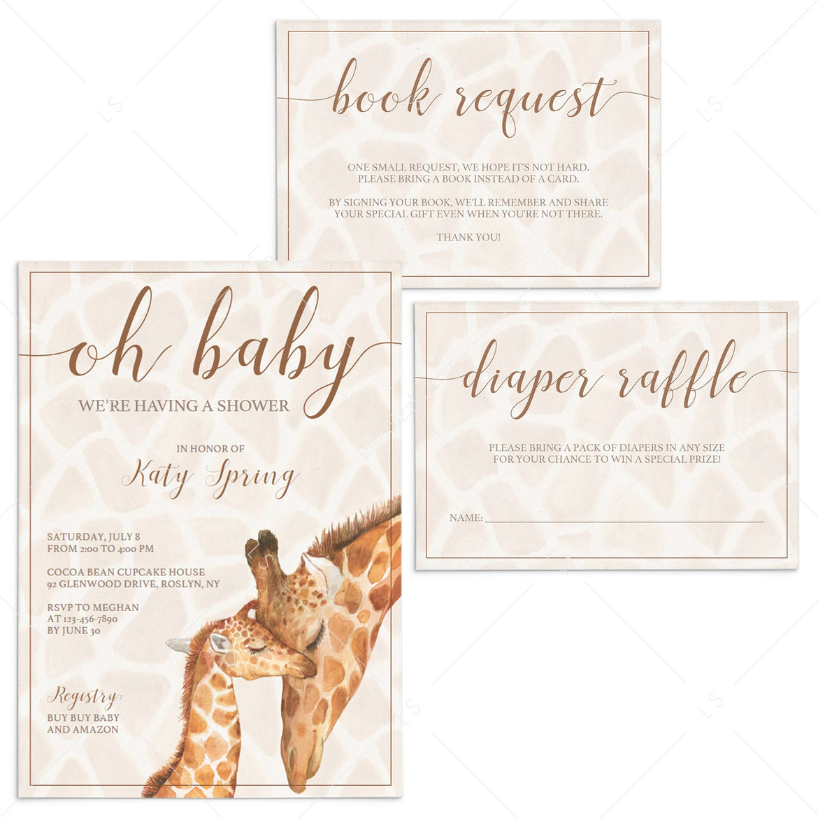 Giraffe Baby Shower invitation templates and printable games – LittleSizzle