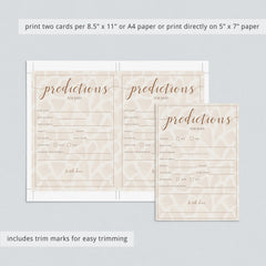Neutral baby shower prediction game cards instant download by LittleSizzle