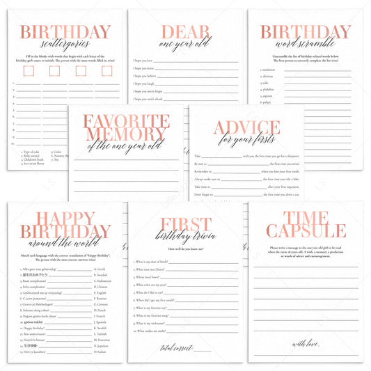 Girl 1st Birthday Party Games and Activities Printable by LittleSizzle