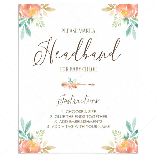 Floral Headband for Baby Sign Instant Download by LittleSizzle