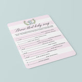 Pink Baby Shower Game Name The Baby Song with Watercolor Elephant