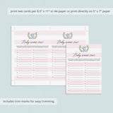 Pink Elephant Baby Shower Baby Names Game