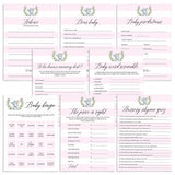 Pink and white striped baby shower games for elephant themed party by LittleSizzle