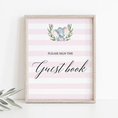 Baby elephant baby shower decorations guest book table signage by LittleSizzle
