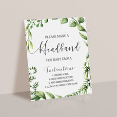 Girl Baby Shower Activity Make A Headband Sign Template