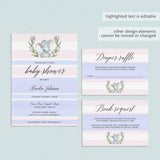 Pink and white baby shower invitation set printable by LittleSizzle