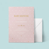 Baby Girl Shower Invite Template with Gold Hearts by LittleSizzle