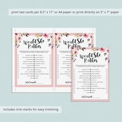 Baby Shower Games Package Floral Printable