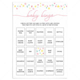 Printable girl shower baby bingo cards by LittleSizzle