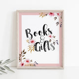 Pink floral babyshower decor table sign for books and gifts by LittleSizzle