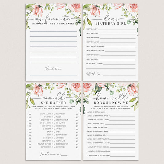 Floral Birthday Games For Brunch Printable by LittleSizzle