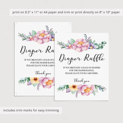 Instant download diaper raffle sign for girl baby shower by LittleSizzle