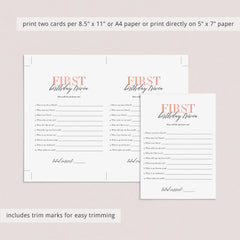 First Birthday Trivia How Well Do You Know The Birthday Girl Printable
