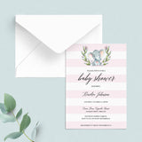 Pink Elephant Baby Shower Invitations for Girls