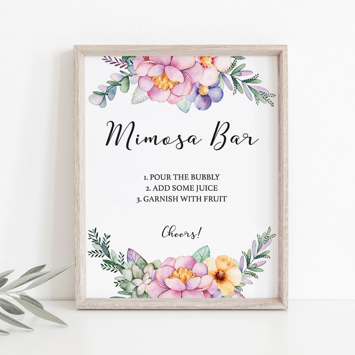 Printable floral shower mimosa bar by LittleSizzle