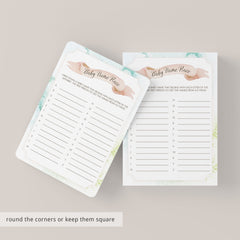 Printable Baby Name Race for Baby Shower