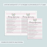 Pink Baby Elephant Shower Games Package Printable