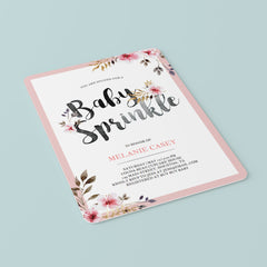 Baby Sprinkle Invitation Set Floral Editable Templates