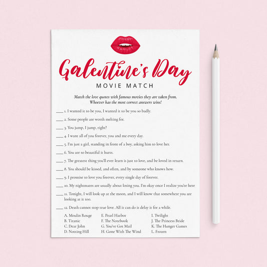 Galentine's Day Game Match The Movie Quote by LittleSizzle
