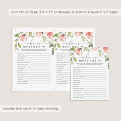 Fun Ladies Night Game Who Is Most Likely To Printable