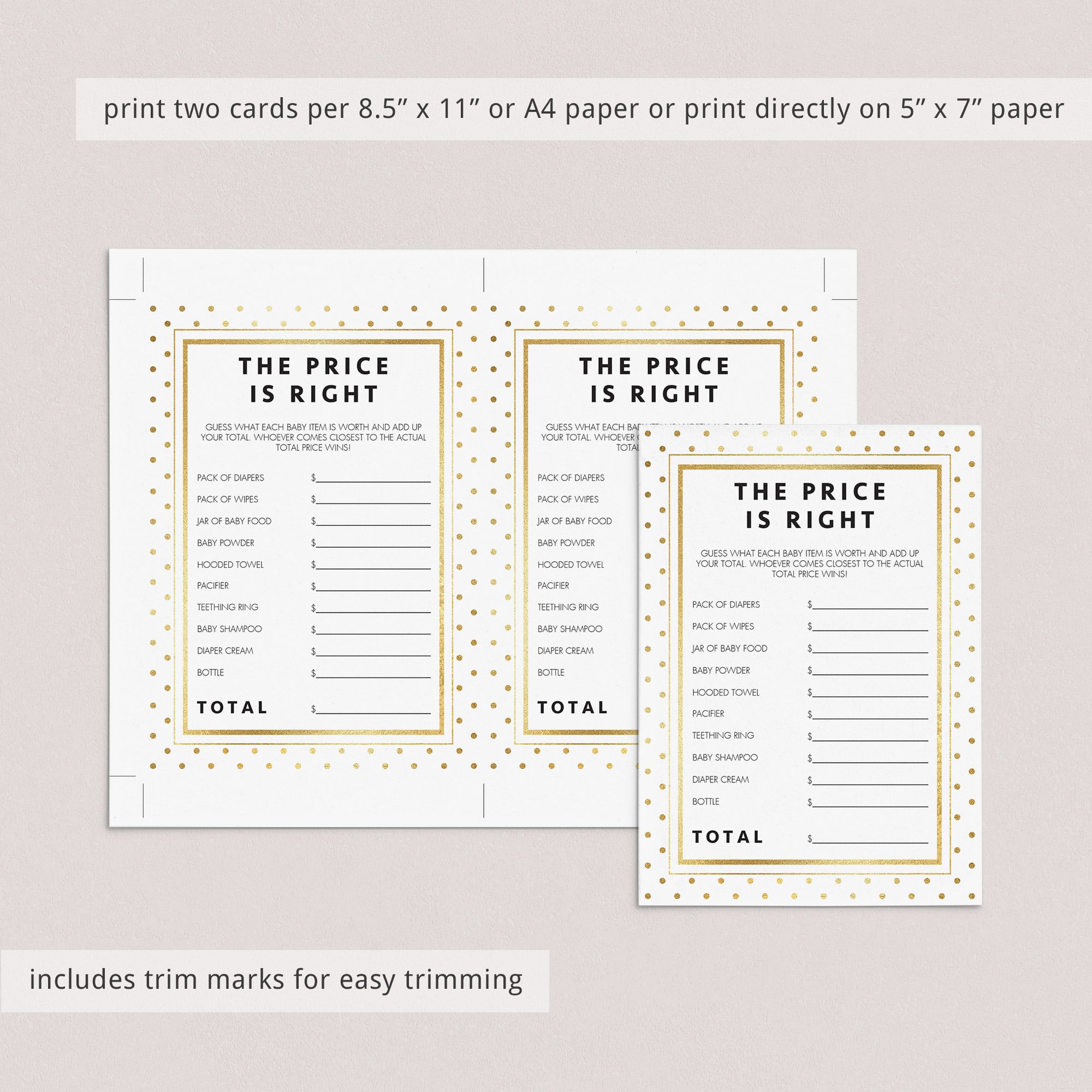 Printable the price is right game for twinkle twinkle shower by LittleSizzle