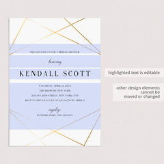 Geometric Bridal Shower Invitation Template Gold