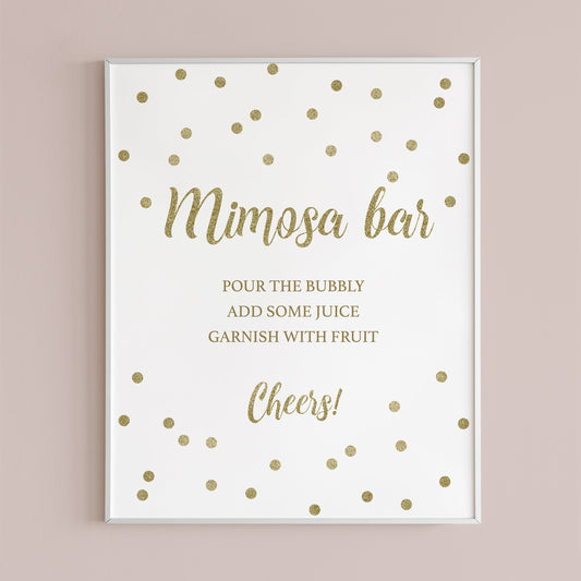 Gold shower mimosa bar printable sign by LittleSizzle