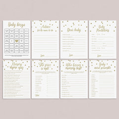 Gold printable baby shower games by LittleSizzle